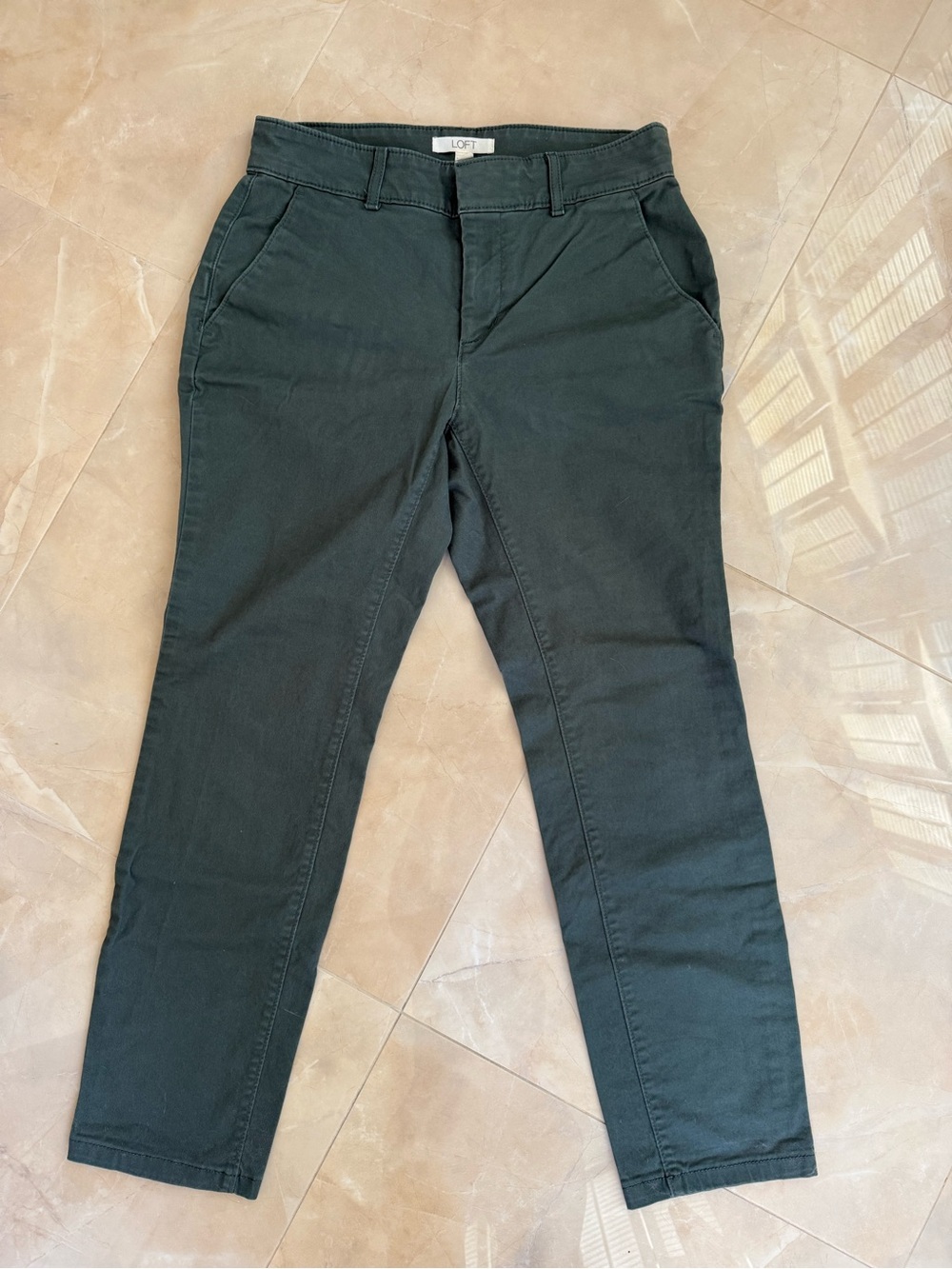 dark green LOFT casual trousers classic straight-leg